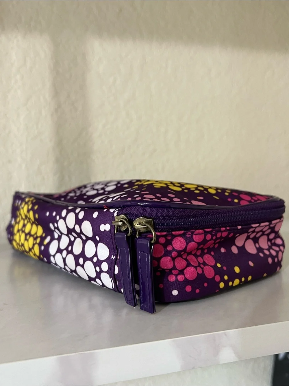 Stephanie Johnson Pink and Purple Dot Travel Cosmetic Case with Detachable Pouch